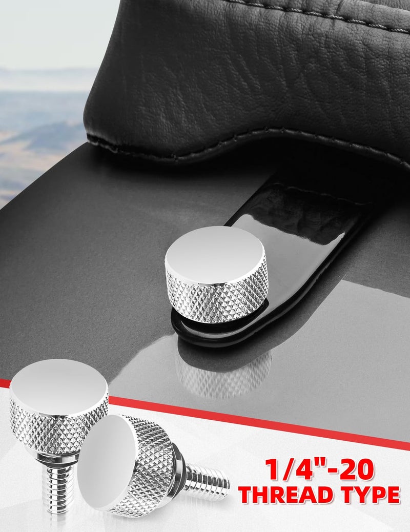 Amazicha 2 PCS Stainless Steel Fender Seat Bolt Screw Chrome 1/4"-20 Thread Compatible for Harley Davidson Touring Softail Dyna Sportster 1996-2024 - Image 2